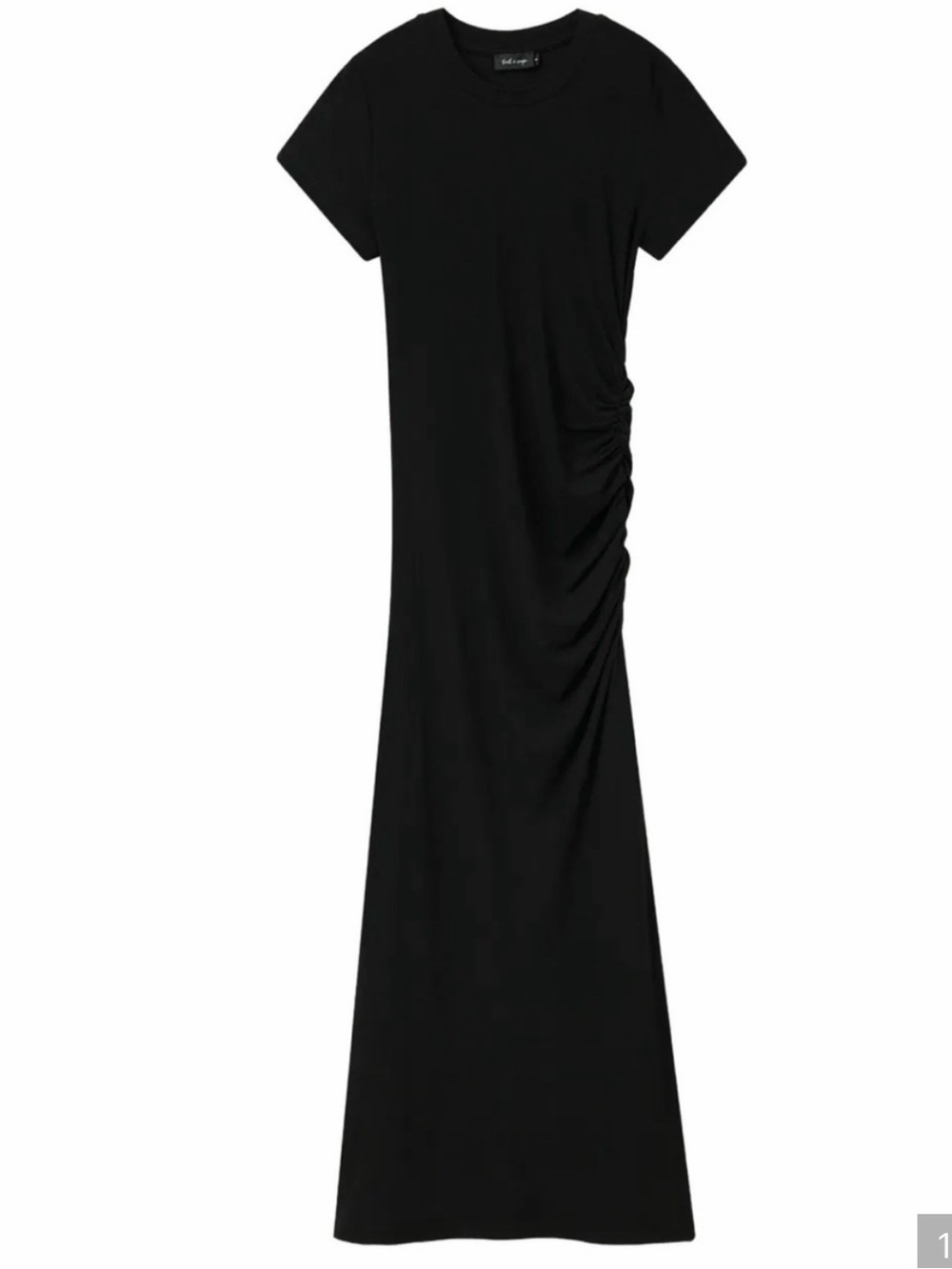 Theory Black Short-Sleeve Ruched-Side Maxi Dress